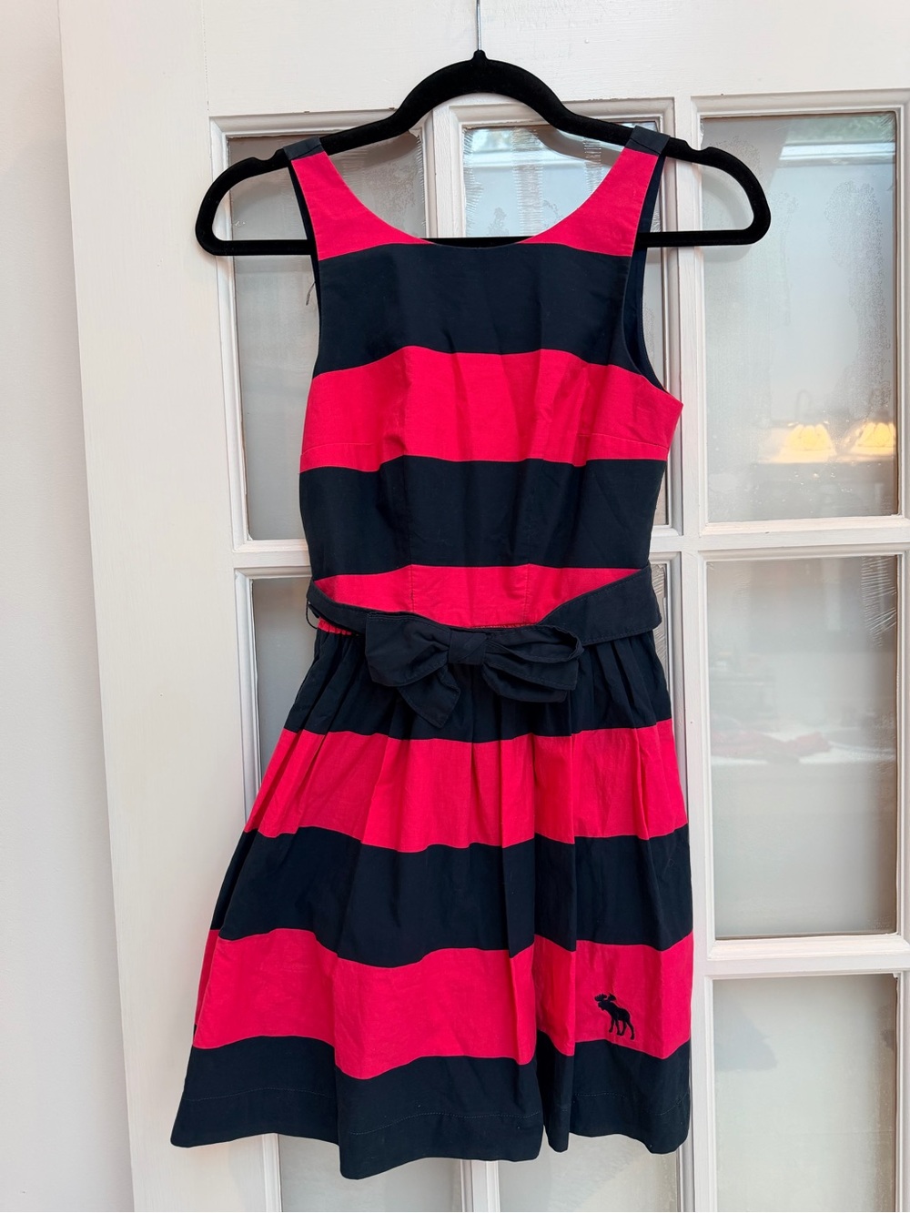 Vintage Abercrombie & Fitch Y2K Striped Sleeveless Bow-Waist Dress Size 00 NWT